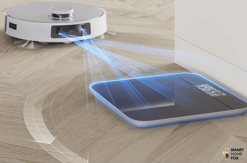 Die Funktionsweise der TrueDetect 3D 3.0 Technologie des ECOVACS DEEBOT T20 OMNI ist zu sehen.